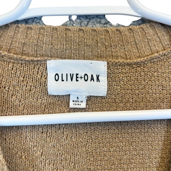 Olive + Oak Women's Size Small Tan Long Sleeve Button Knitted Cardigan Sweater - Picture 3 of 9